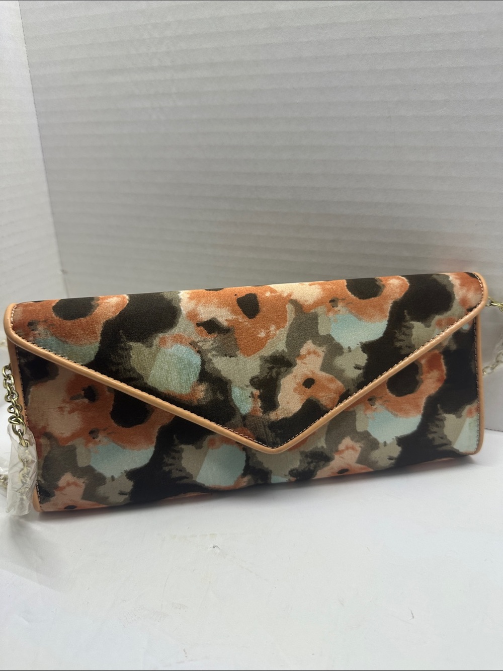 Aldo Orange Multi Floral Envelope Clutch with Chain